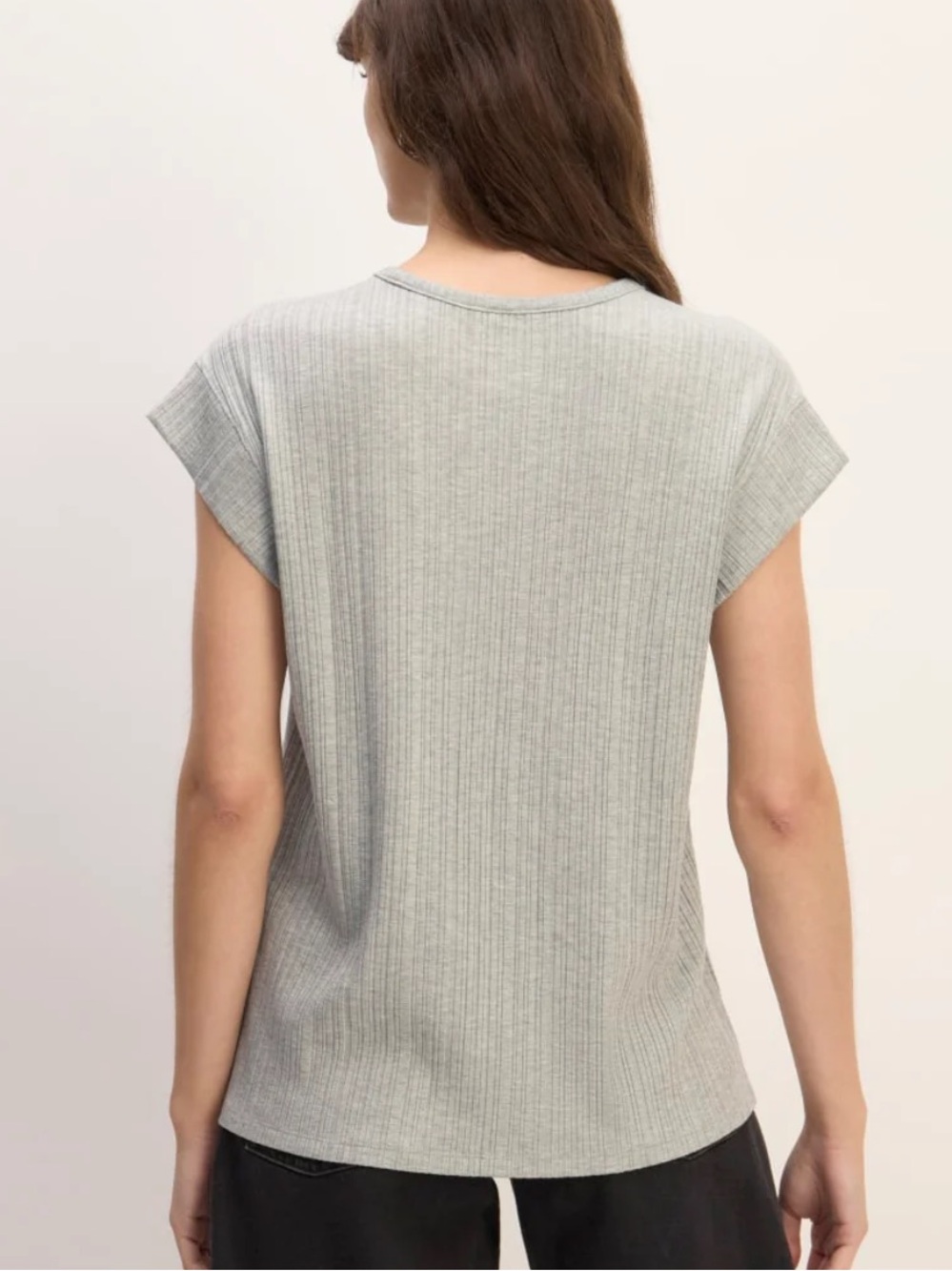 NWT Everlane Off White Rib Muscle Tee Short Sleeve Neutral Chic Feminine Casual - Picture 5 of 11